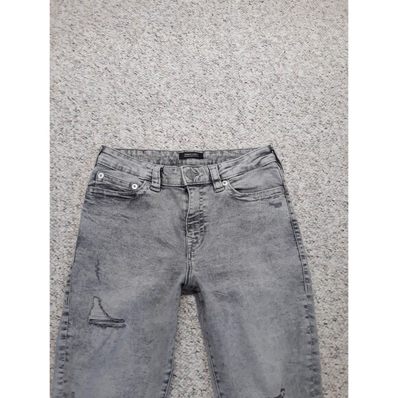 31 True Religion Jennie Curvy Mid-Rise Super Skinny Distressed Raw Edge Hem Grey - Picture 6 of 12